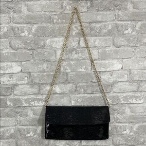 Tiffany & Fred Black Clutch with Gold Chain